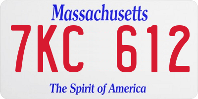 MA license plate 7KC612