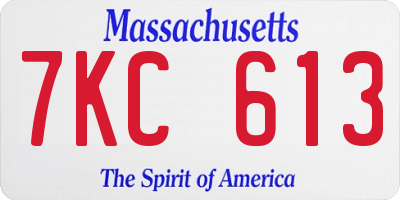 MA license plate 7KC613