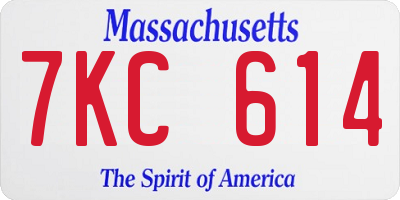 MA license plate 7KC614