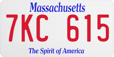MA license plate 7KC615