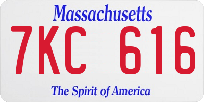 MA license plate 7KC616