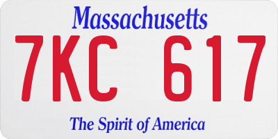 MA license plate 7KC617