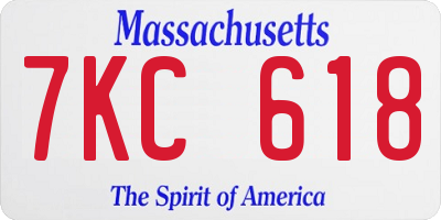 MA license plate 7KC618