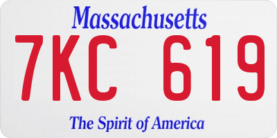 MA license plate 7KC619