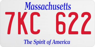 MA license plate 7KC622