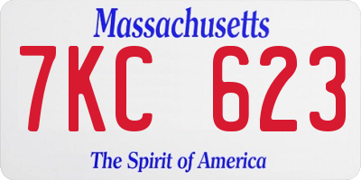 MA license plate 7KC623
