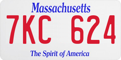 MA license plate 7KC624