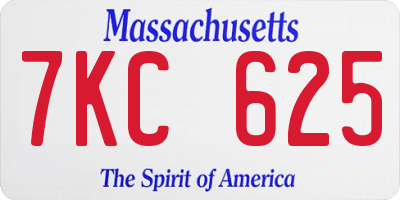 MA license plate 7KC625