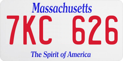MA license plate 7KC626