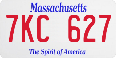 MA license plate 7KC627