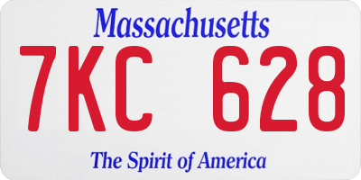 MA license plate 7KC628