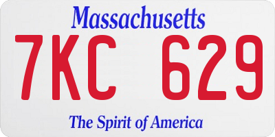 MA license plate 7KC629