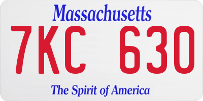 MA license plate 7KC630