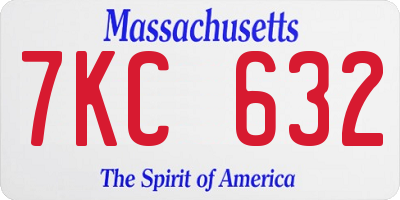 MA license plate 7KC632