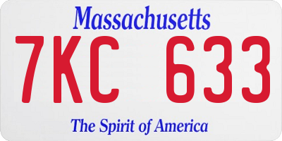 MA license plate 7KC633