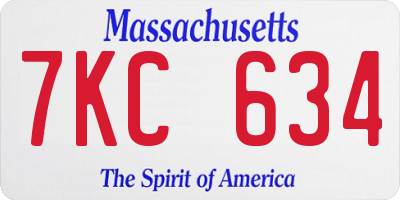 MA license plate 7KC634