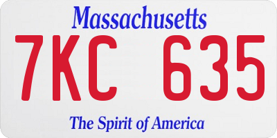 MA license plate 7KC635