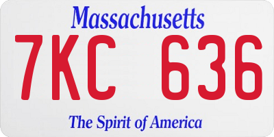 MA license plate 7KC636