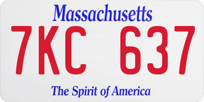 MA license plate 7KC637