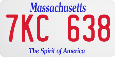 MA license plate 7KC638