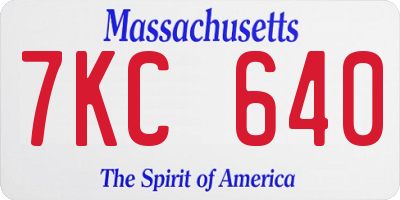 MA license plate 7KC640
