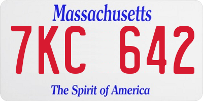 MA license plate 7KC642