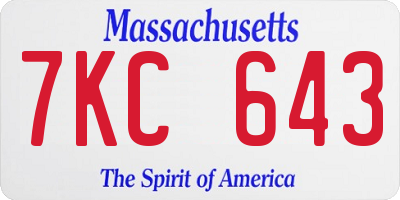 MA license plate 7KC643