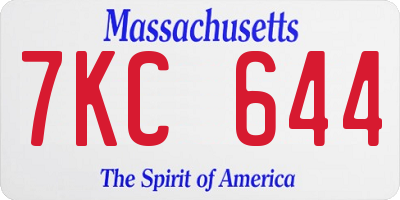 MA license plate 7KC644