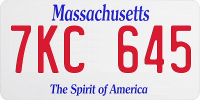 MA license plate 7KC645