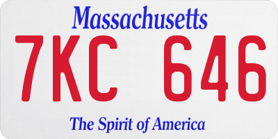 MA license plate 7KC646