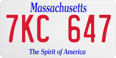 MA license plate 7KC647