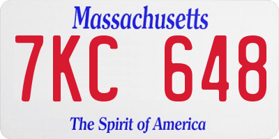 MA license plate 7KC648