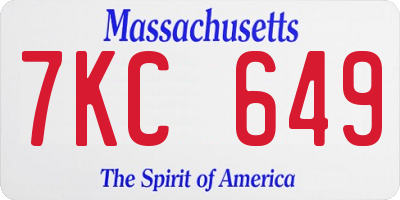 MA license plate 7KC649