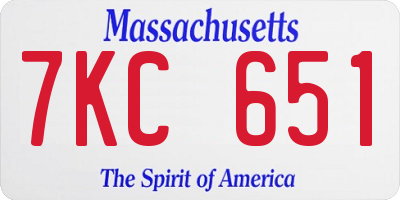 MA license plate 7KC651