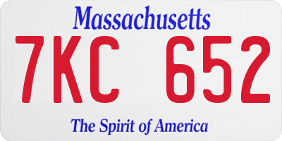 MA license plate 7KC652