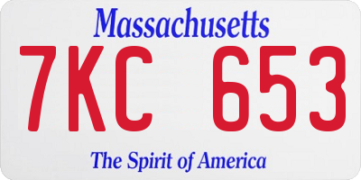 MA license plate 7KC653