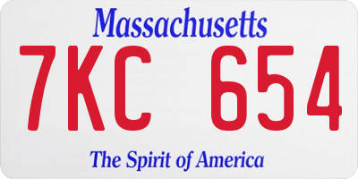 MA license plate 7KC654