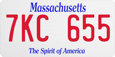 MA license plate 7KC655
