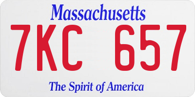 MA license plate 7KC657
