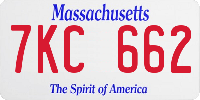 MA license plate 7KC662