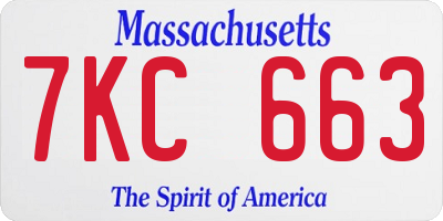 MA license plate 7KC663