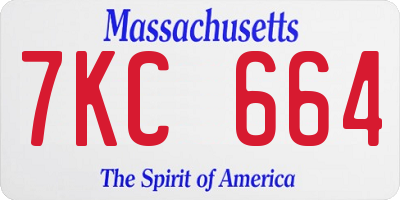 MA license plate 7KC664