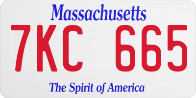 MA license plate 7KC665