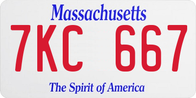 MA license plate 7KC667