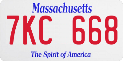 MA license plate 7KC668