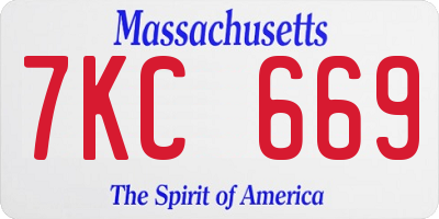 MA license plate 7KC669