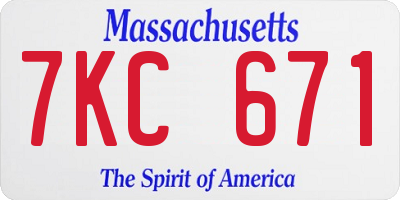 MA license plate 7KC671