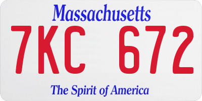 MA license plate 7KC672