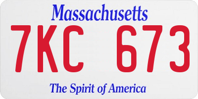 MA license plate 7KC673