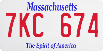 MA license plate 7KC674
